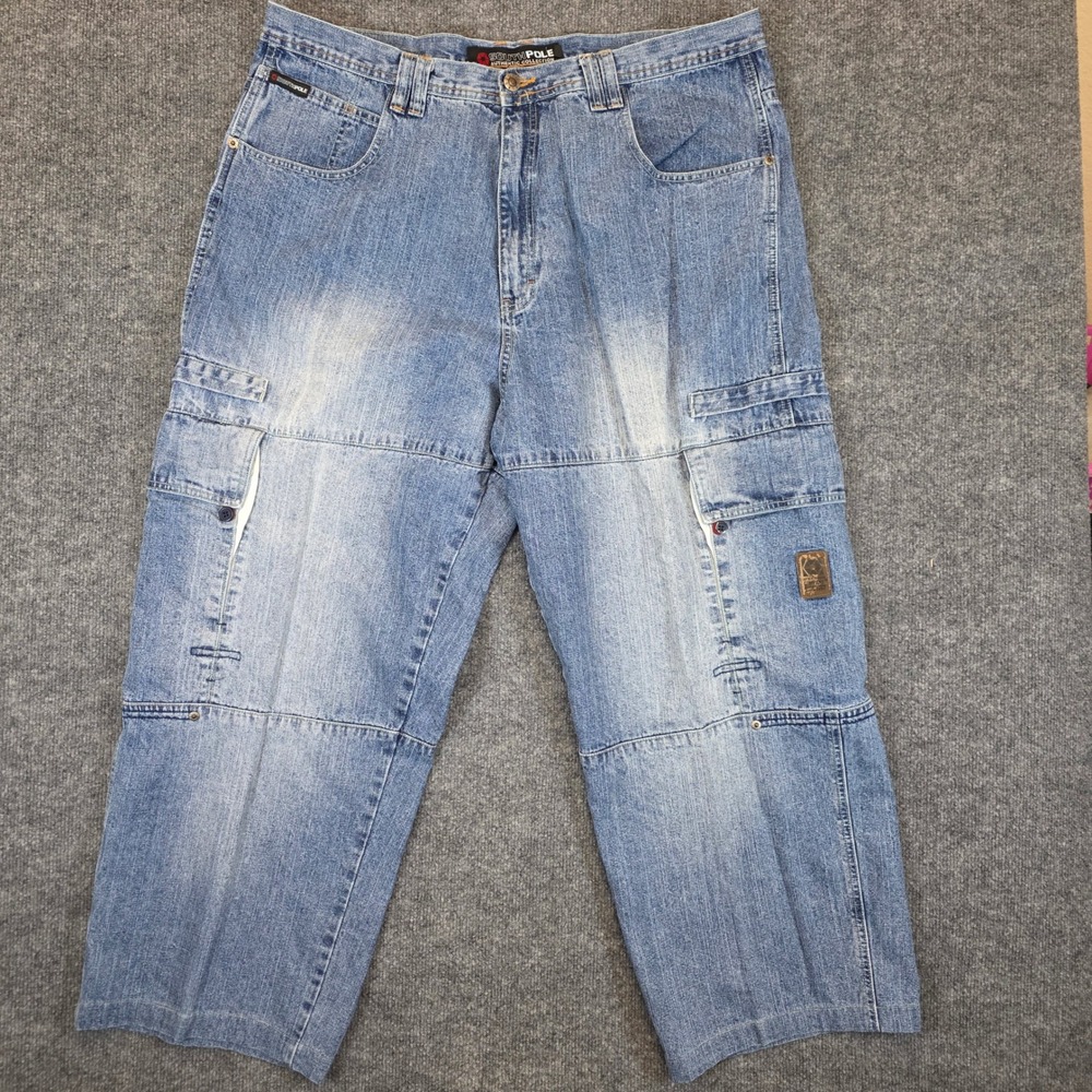 VTG Southpole Cargo Denim Jeans Mens 42W X 29L  Blue Baggy Y2K Hip Hop Loose Fit